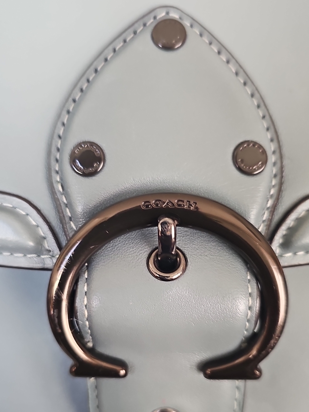 COACH The Beat Leather Saddle Crossbody Bag - Sage/Pewter - Picture 9 of 9